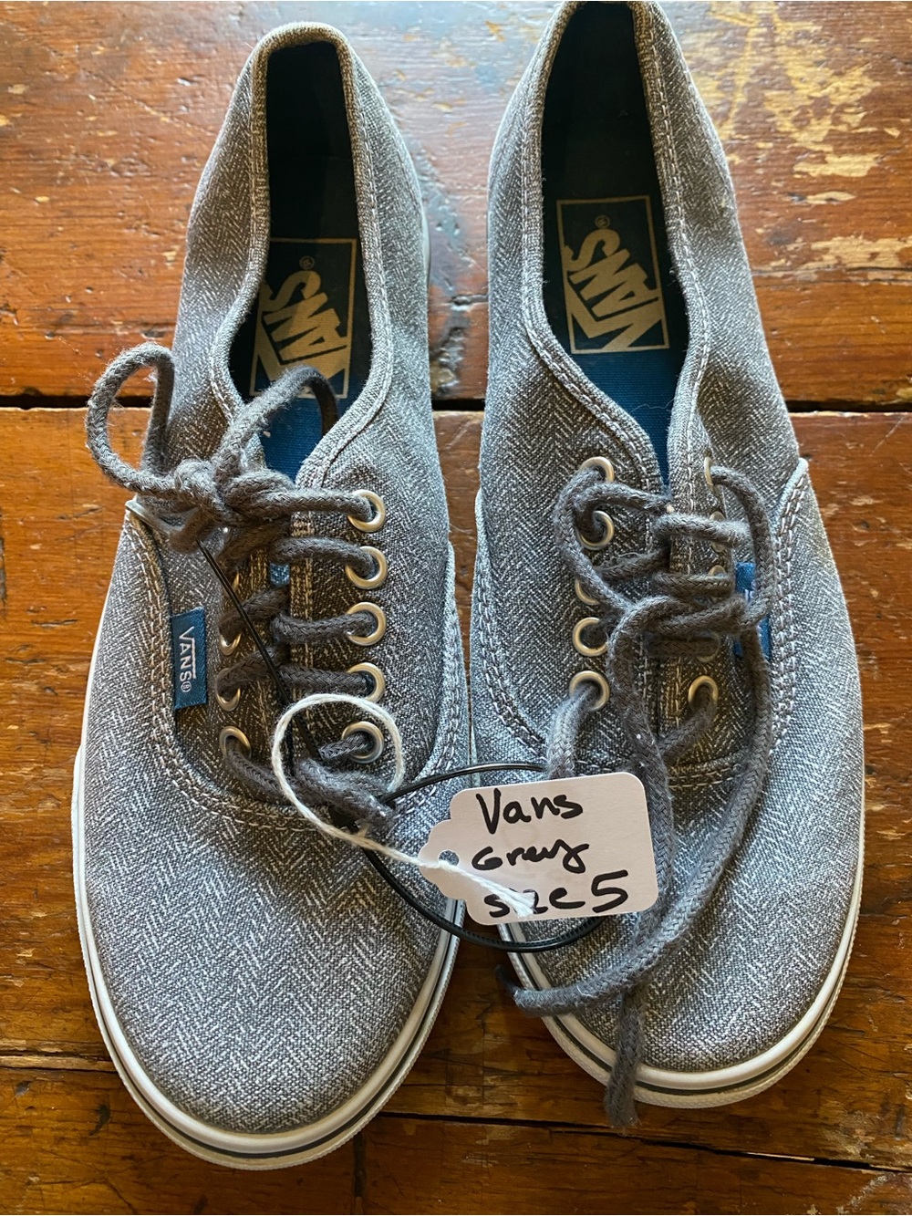 Vans Men's Gray Herringbone Lace-Up Sneakers